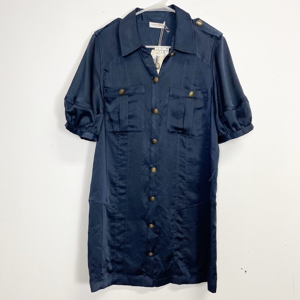 Ramy Brook Murphy Shirt Dress Womens Size 6 Navy Blue NWT NEW $495